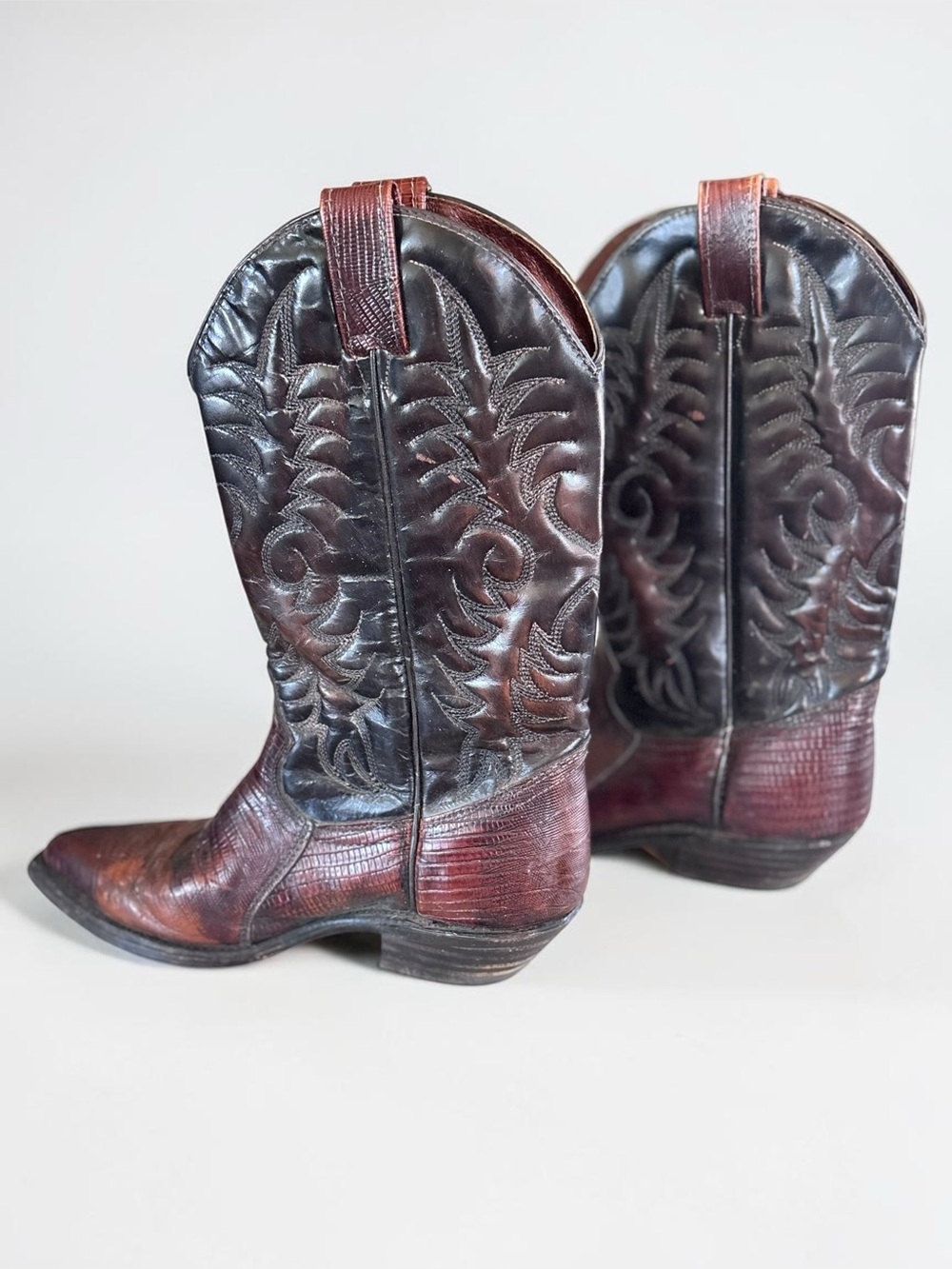 Vintage Leather Cowboy Boots Western Brown Embroidered Size 7 Gift